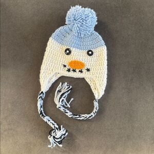 Daisy Baby Infant Toddler Snowman Beanie Hat Blue with Pom 6-12 months NEW